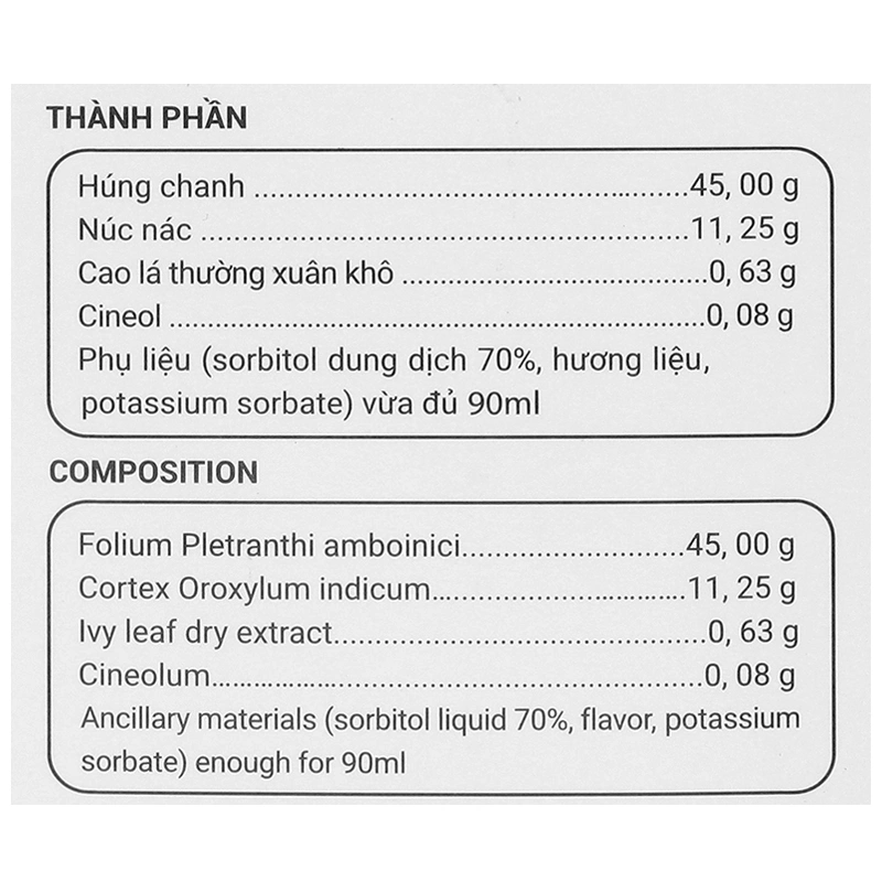 Ivy Extra hỗ trợ giảm ho, long đờm chai 90ml - 10